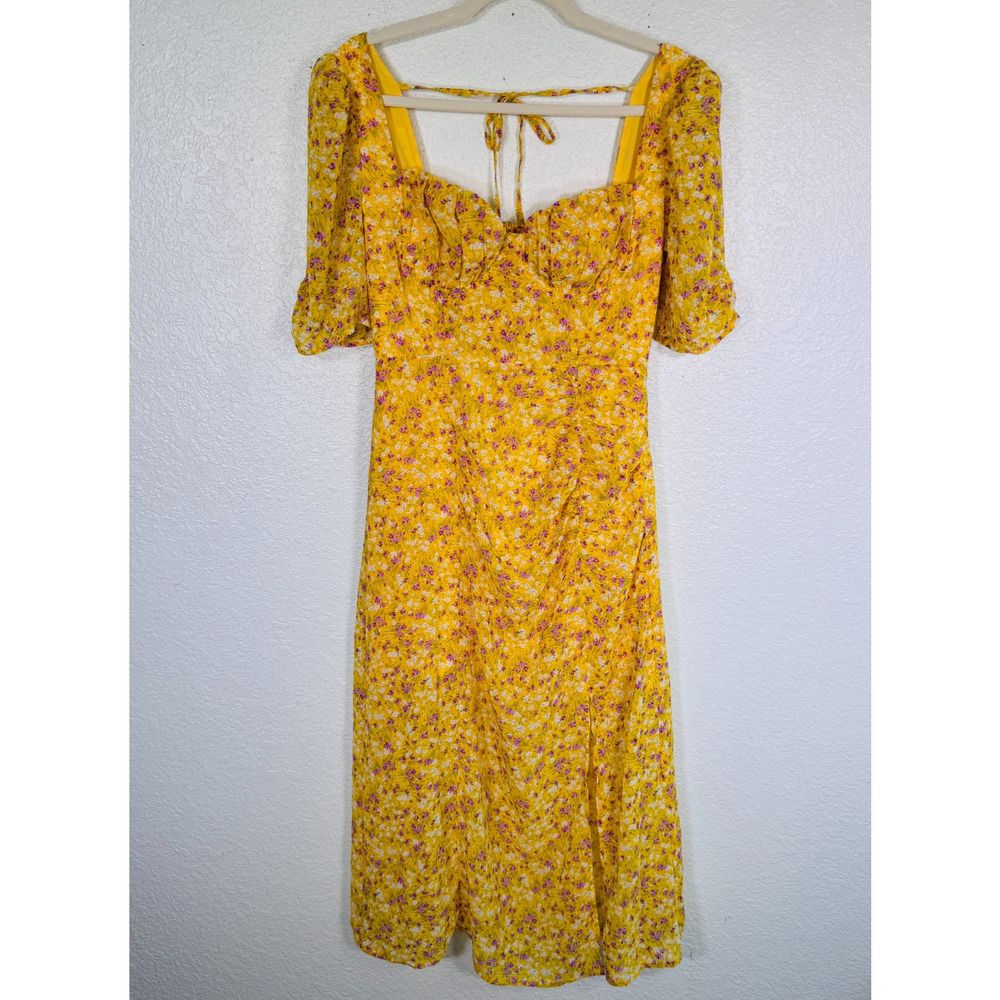 ASTR The Label Dress Women Medium Floral Front Slit Midi Cottagecore Romantic M